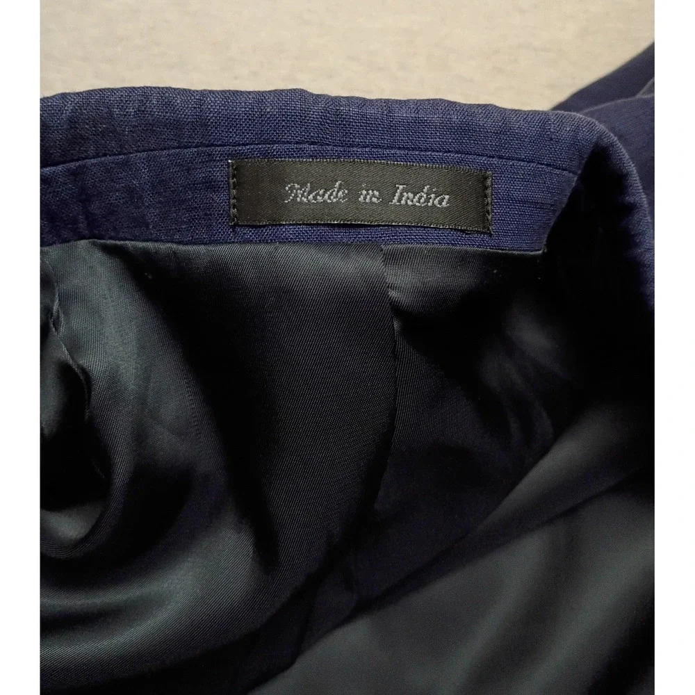 Lauren Ralph Lauren Mens 44L Navy Blue 100% Linen 2-Button Blazer Sport Coat